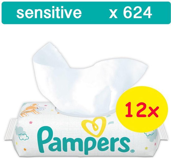 Lingettes sensibles Pampers - 624 pièces 