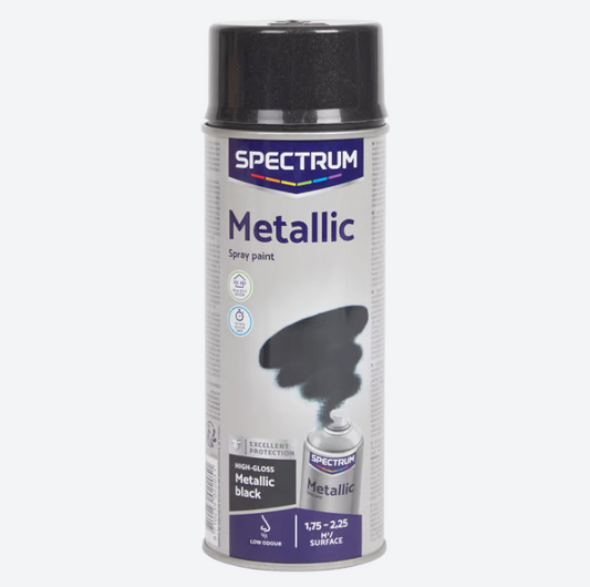 Spectrum metallic spuitverf zwart 400 ml