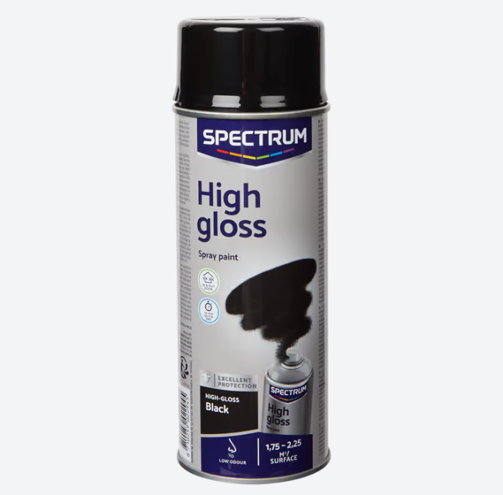 Spectrum hoogglans spuitverf zwart 400 ml