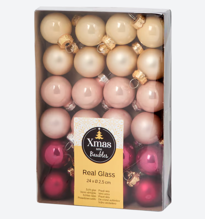 Mini Christmas balls 24 pieces | Ø 2.5 cm 