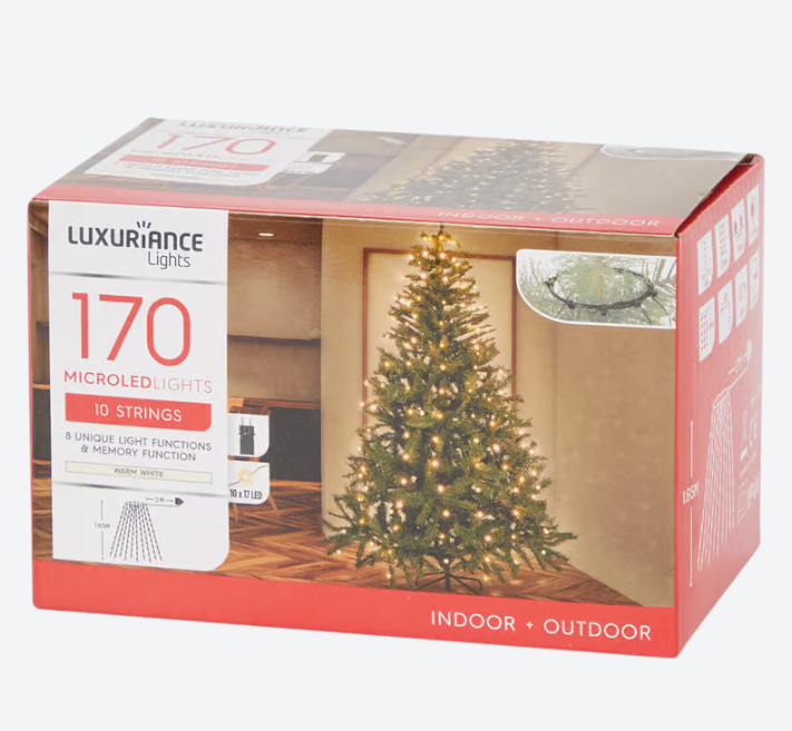 Luxuriance Lights Lumières de Noël avec anneau 170 lumières LED | 1,65 mètres 