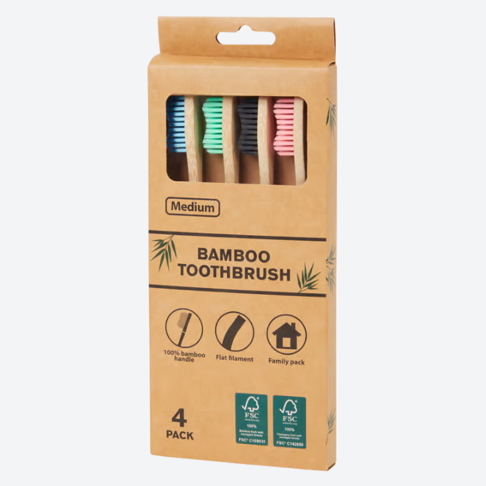 Bamboo toothbrushes 4 pieces 