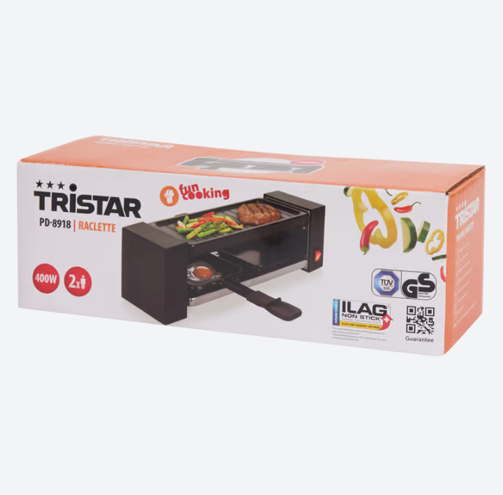 Appareil à raclette et gourmand Tristar 400 watts 