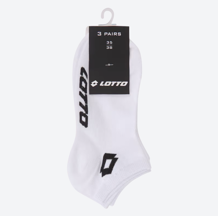 Chaussettes baskets Lotto blanc Tailles 35 - 46 | 3 paires 