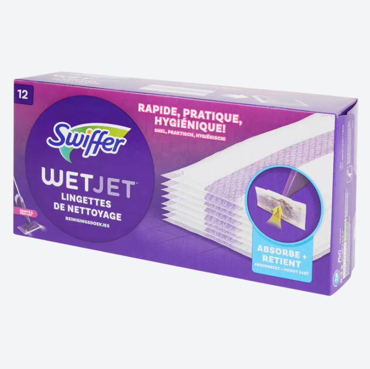 Lingettes nettoyantes Swiffer WetJet 12 pièces 