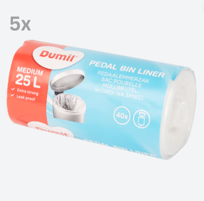 Dumil pedal bin bags 25 litres | 40 pieces - 5 rolls 